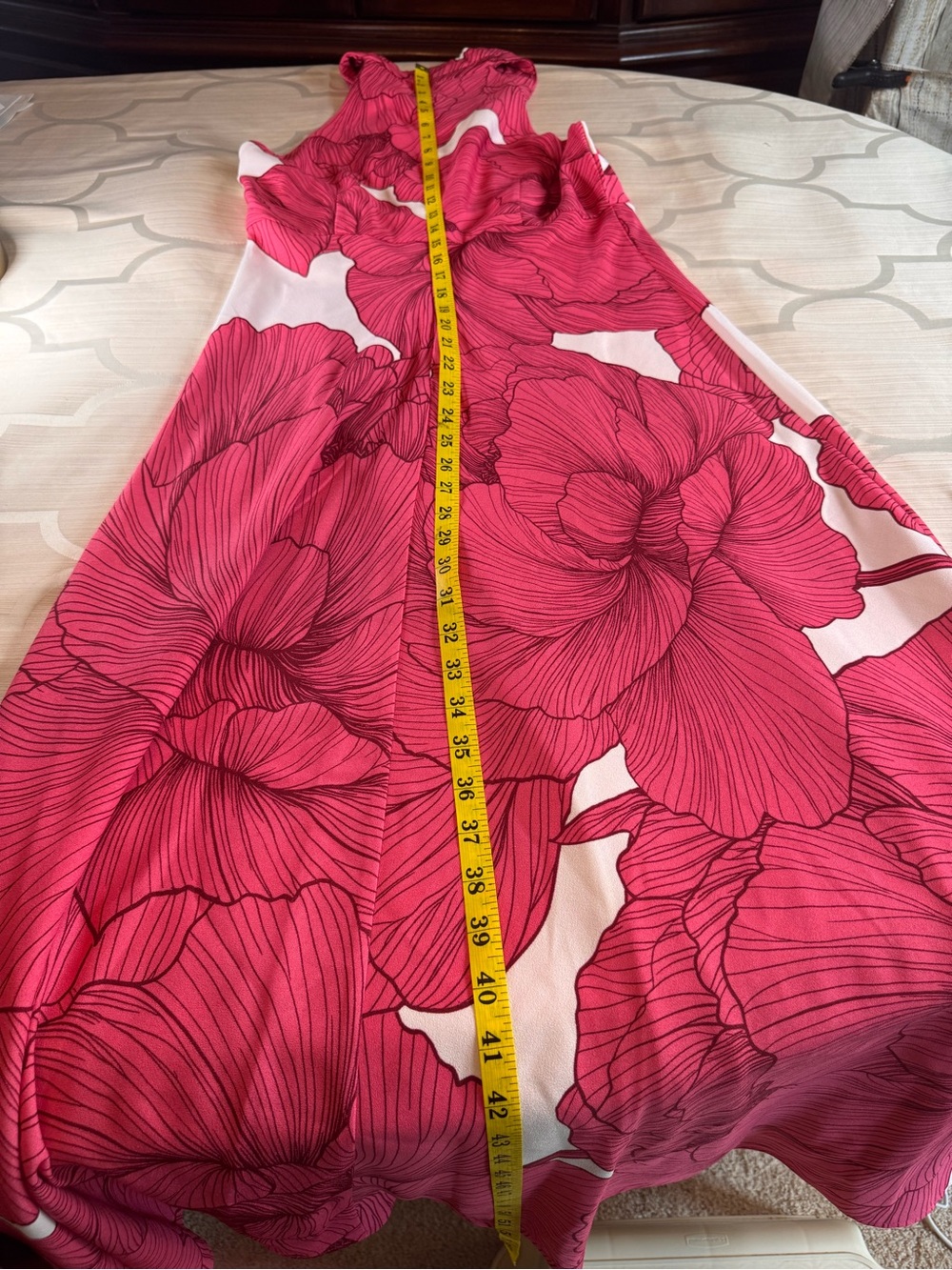 BRAND NEW Donna Karan Hot Pink & White Floral Halter Maxi Dress - Picture 9 of 13